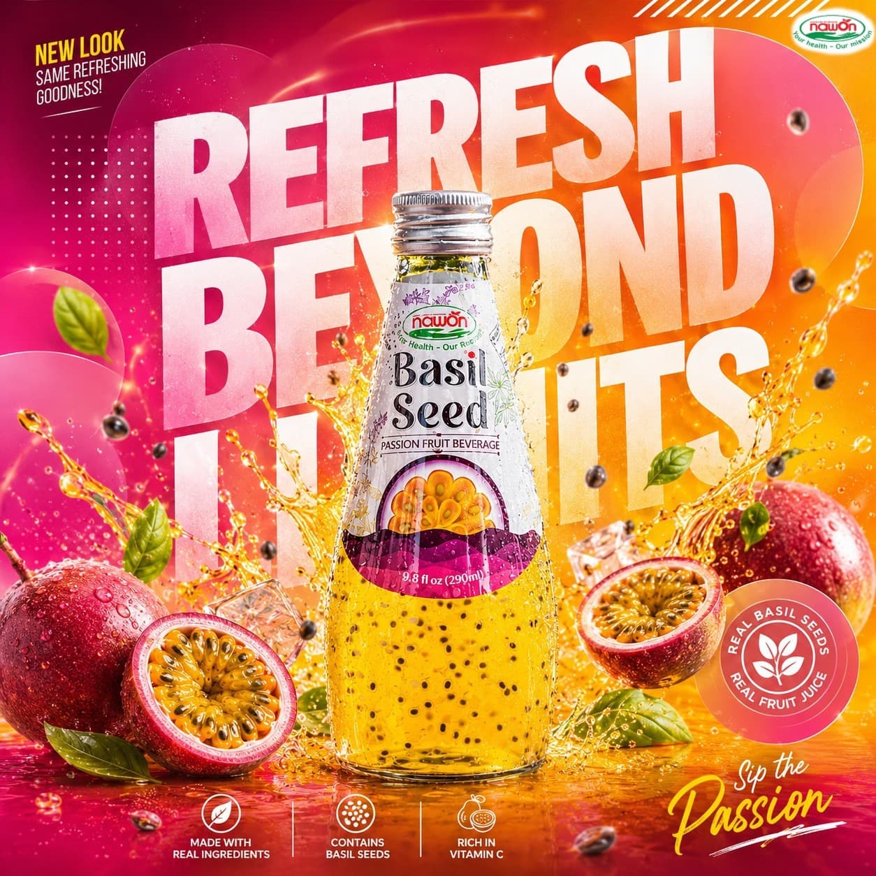 NAWON basil seed drink hero creative
